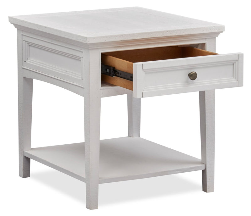 Table de bout traditionnelle Heron Cove de 20 po avec rangement et tablette - pin blanc