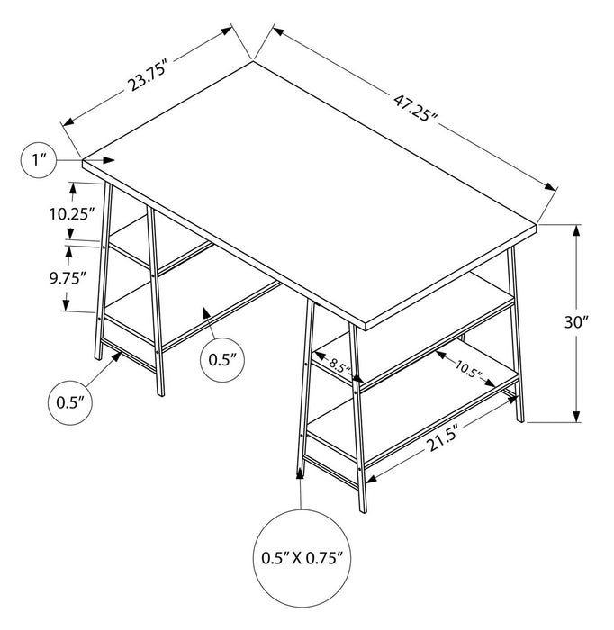 Bureau Jonnie de 47,25 po avec pattes de type chevalet - naturel