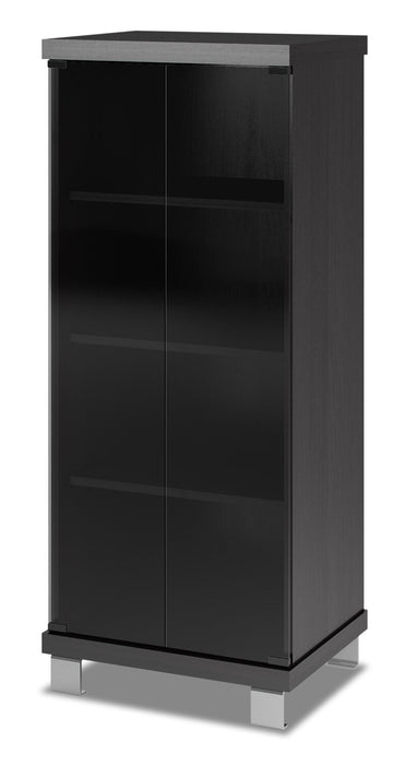 Meuble audio Holland de 20,25 po avec rangement et système de gestion des câbles - noir avec verre