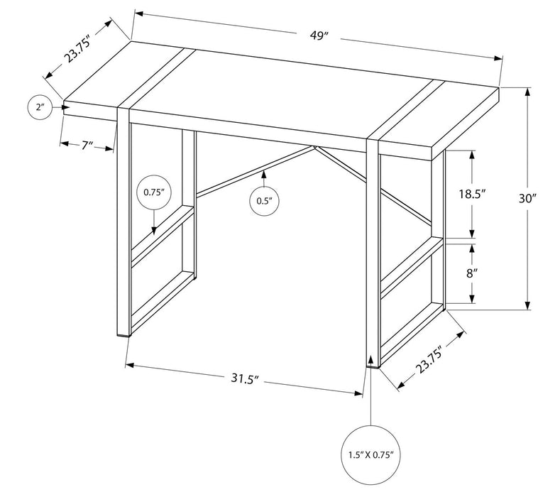 Bureau Avery de 49 po - noir