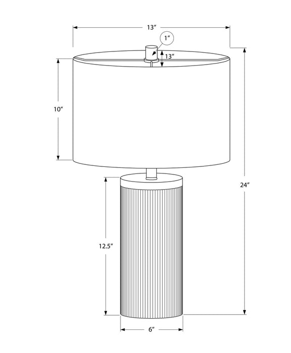 Lampe de table de 24 po béton noir avec touches dorées et abat-jour ivoire