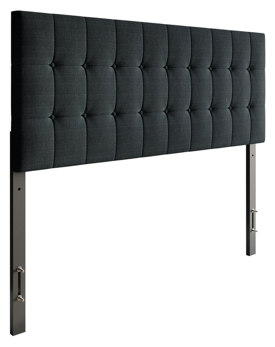 Tête de lit rembourrée Ellis en tissu anthracite avec capitonnage à boutons - format lit double
