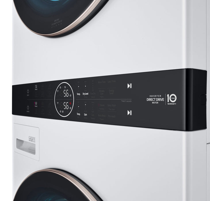 Tour de lavage WashTowerMC haute efficacité LG à chargement frontal avec laveuse de 5,2 pi³ et sécheuse de 7,4 pi³ - blanche - WKE100HWA