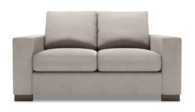 Causeuse personnalisable Track de Sofa Lab de 62 po fabriquée au Canada en tissu d’apparence lin avec accoudoirs rectilignes - gris Pax Slate