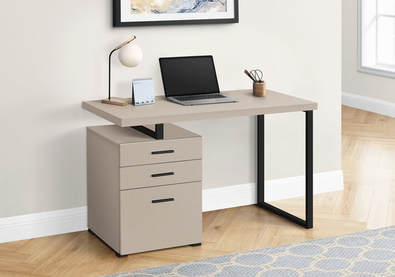 Bureau réversible Clayton de 47,25 po à 3 tiroirs - taupe