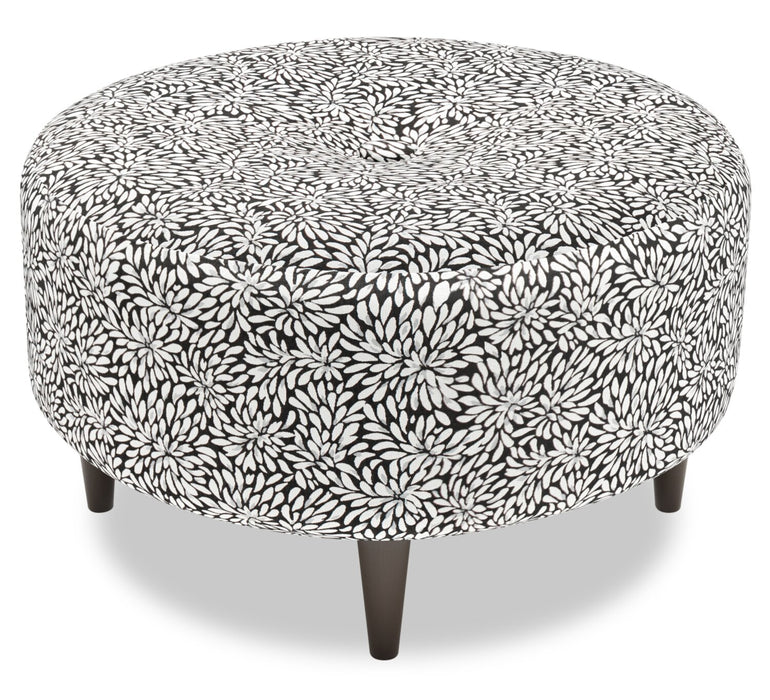 Pouf personnalisable The Curve de Sofa Lab de 31 po fabriqué au Canada en tissu - Onyx multicolore