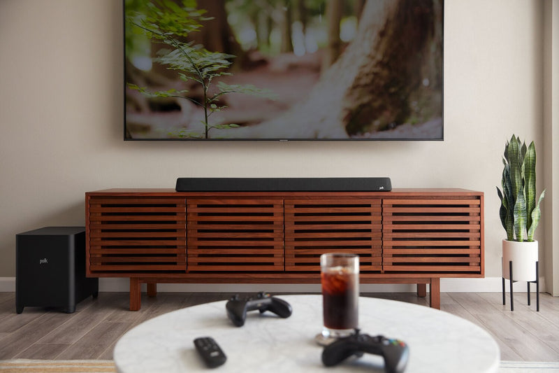  Barre de son à 5.1.2 canaux POLK avec Dolby AtmosMD, DTS:X, son 3D et caisson d’extrêmes graves sans fil (Magnifi MAX AX)