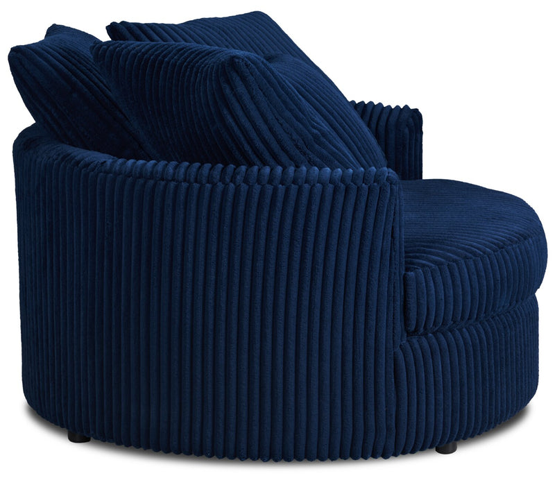 Fauteuil d’appoint Cuddler Grande de 48 po fabriqué au Canada en tissu de chenille - bleu Groove Midnight