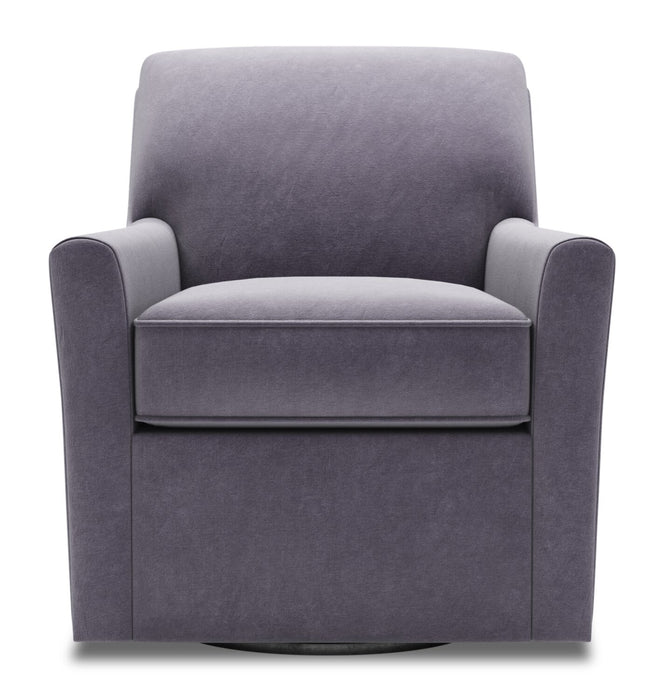 Fauteuil d’appoint pivotant Sofa Lab personnalisable de 31 po fabriqué au Canada en tissu de velours - gris Granite Grey