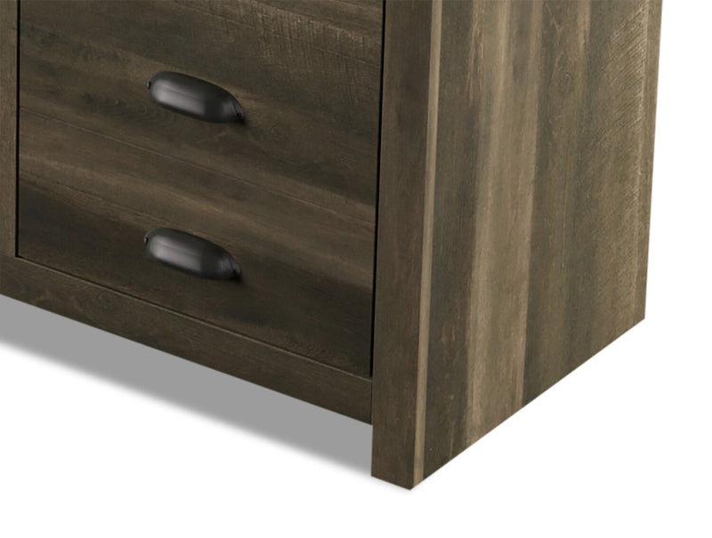 Meuble pour téléviseur rustique Haven de 64 po avec foyer électrique, rangement et système de gestion des câbles pour téléviseurs jusqu’à 70 po - brun