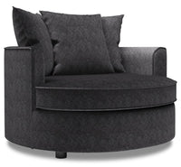  Fauteuil d’appoint enveloppant Sofa Lab de 48 po fabriqué au Canada en tissu de chenille - gris Luxury Charcoal 
