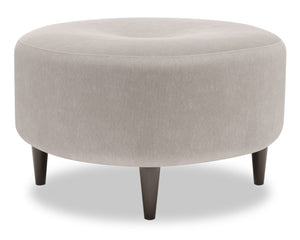 Pouf personnalisable The Curve de Sofa Lab de 31 po fabriqué au Canada en tissu d’apparence lin - gris Pax Slate