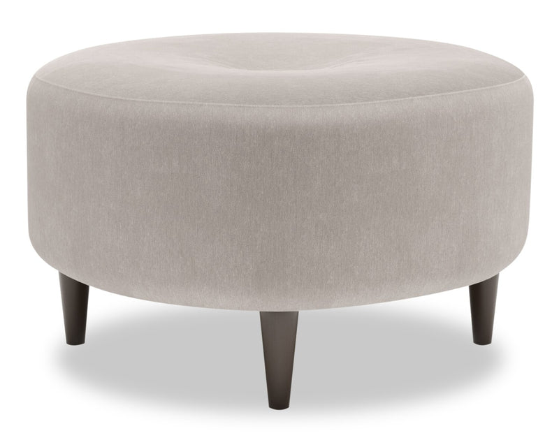 Pouf personnalisable The Curve de Sofa Lab de 31 po fabriqué au Canada en tissu d’apparence lin - gris Pax Slate