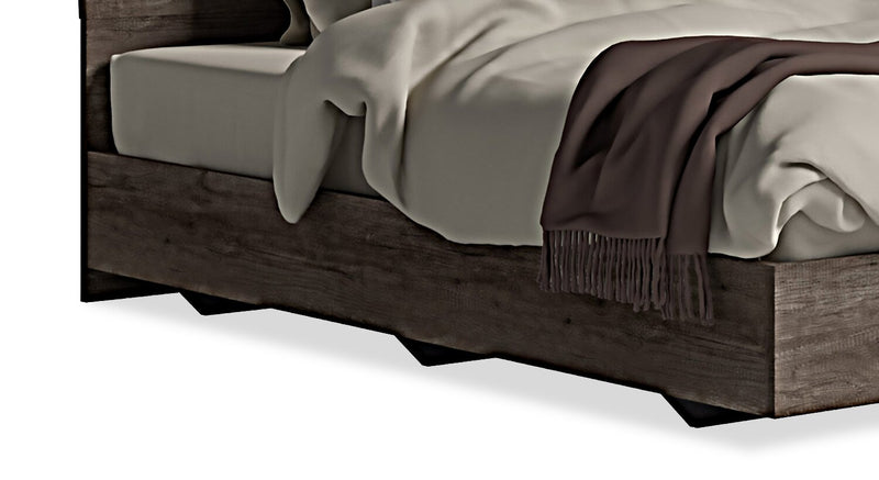 Lit à panneaux Gino avec tête de lit et cadre de lit - fabriquée en Italie, moderne, brune - format très grand lit