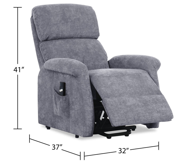 Fauteuil basculeur à inclinaison électrique Ruben de 32 po en tissu de chenille - gris