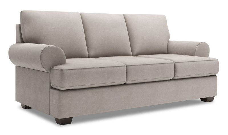 Sofa-lit personnalisable Roll de Sofa Lab de 86 po fabriqué au Canada en tissu d’apparence lin avec accoudoirs enroulés - gris Pax Slate