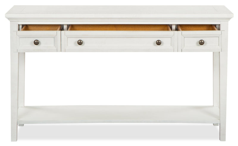 Table de salon traditionnelle Heron Cove de 50 po avec rangement et tablette - pin blanc