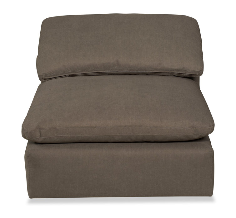 Fauteuil modulaire sans accoudoirs  Eclipse de 38 po en tissu d’apparence lin avec coussins réversibles en duvet et plumes - gris ardoise