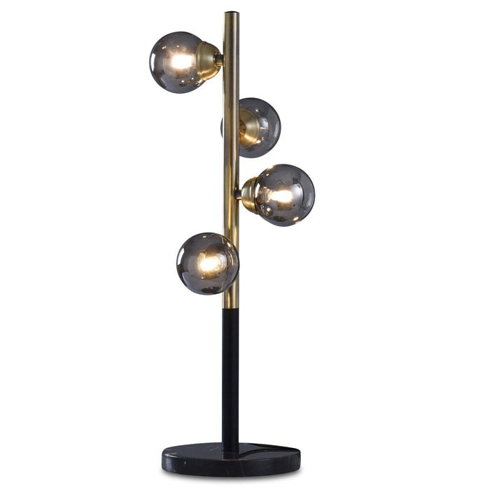 Lampe de table Bennie de 25,75 po noire et dorée à 4 ampoules