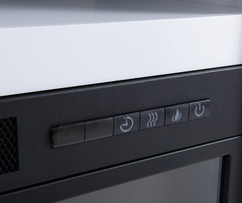 Meuble pour téléviseur moderne Robin de 70 po avec foyer électrique, rangement et système de gestion des câbles pour téléviseurs jusqu’à 80 po - blanc