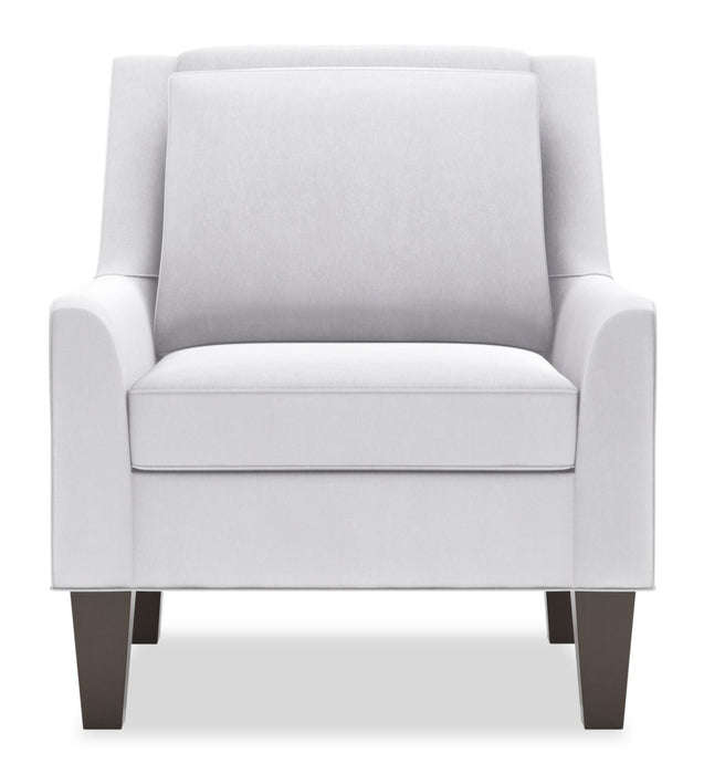 Fauteuil d’appoint club Sofa Lab personnalisable de 29 po fabriqué au Canada en tissu d’apparence lin avec pattes en bois - blanc Pax Ice