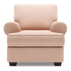 Fauteuil Roll de Sofa Lab personnalisable de 42 po fabriqué au Canada en tissu d’apparence lin avec accoudoirs enroulés - rose Pax Rose