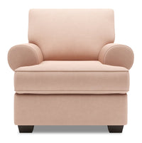  Fauteuil Roll de Sofa Lab de 42 po fabriqué au Canada en tissu d’apparence lin avec accoudoirs enroulés - rose Pax Rose 