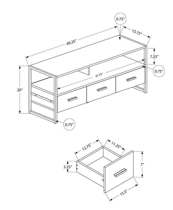 Meuble pour téléviseur moderne Chace de 48 po avec rangement et système de gestion des câbles pour téléviseurs jusqu’à 55 po - blanc