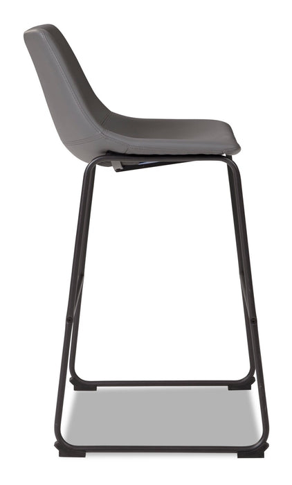 Tabouret bar Cole en tissu de cuir végétalien et en métal - gris