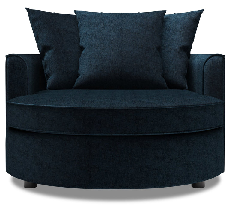 Fauteuil d’appoint enveloppant Sofa Lab personnalisable de 48 po fabriqué au Canada en tissu de chenille - bleu Luxury Indigo