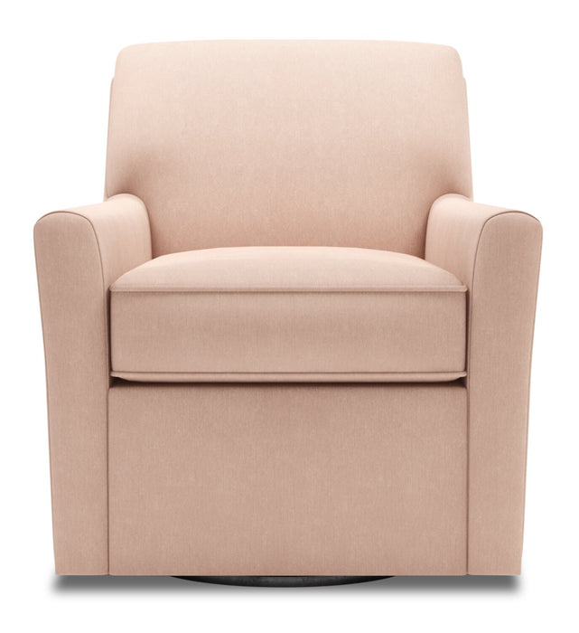 Fauteuil d’appoint pivotant Sofa Lab personnalisable de 31 po fabriqué au Canada en tissu d’apparence lin - rose Pax Rose