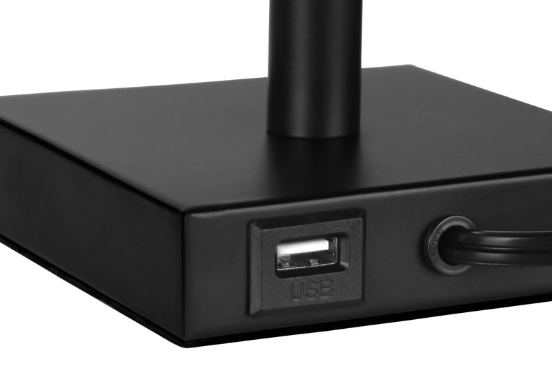Ensemble 2 lampes de table de 17 po en métal noir avec recharge USB