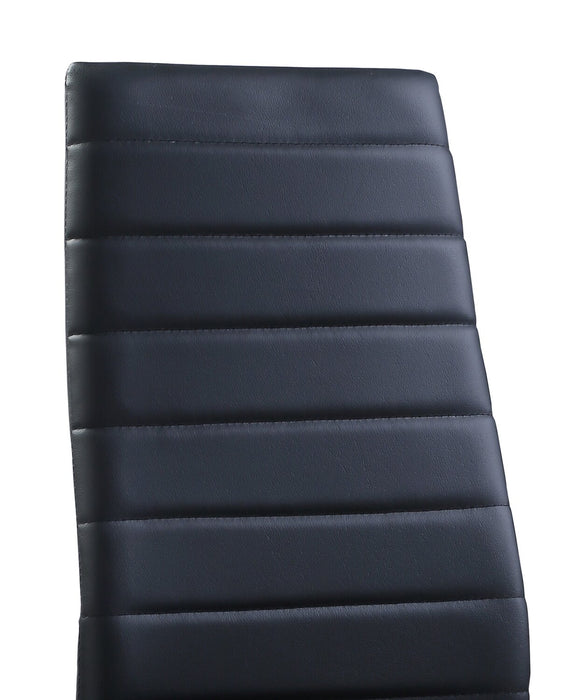 Chaise de salle à manger Onyx en tissu de cuir végétalien et en métal - noire