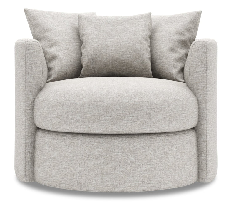 Fauteuil d’appoint pivotant Nest de Sofa Lab personnalisable de 41 po fabriqué au Canada en tissu de chenille - argenté Luxury Silver