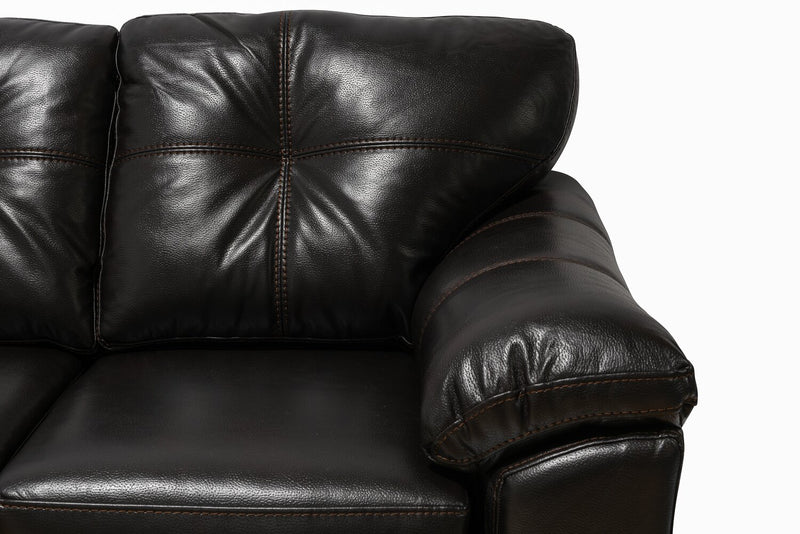 Causeuse Addison de 63 po fabriquée au Canada en tissu d’apparence cuir avec coussins de siège amovibles et capitonnage - noir mûre