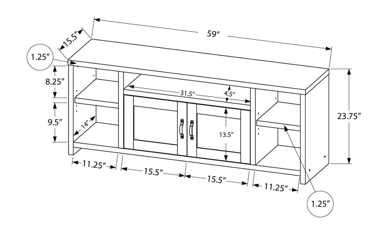 Meuble pour téléviseur Leland de 60 po avec rangement et système de gestion des câbles pour téléviseurs jusqu’à 65 po - taupe