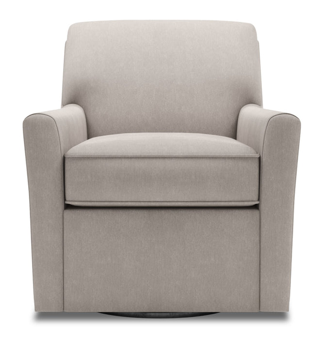 Fauteuil d’appoint pivotant Sofa Lab personnalisable de 31 po fabriqué au Canada en tissu d’apparence lin - gris Pax Slate