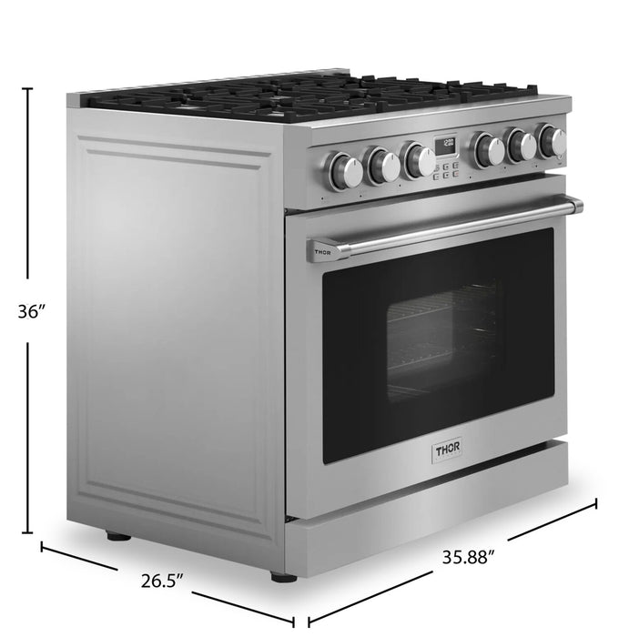 Cuisinière à gaz professionnelle Thor Kitchen de 6 pi³ - ARG36
