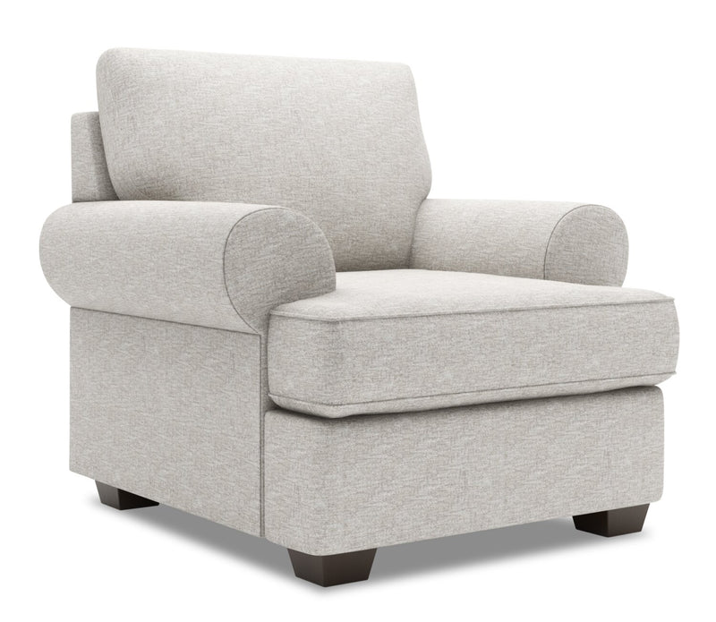 Fauteuil Roll de Sofa Lab personnalisable de 42 po fabriqué au Canada en tissu de chenille avec accoudoirs enroulés - argenté Luxury Silver