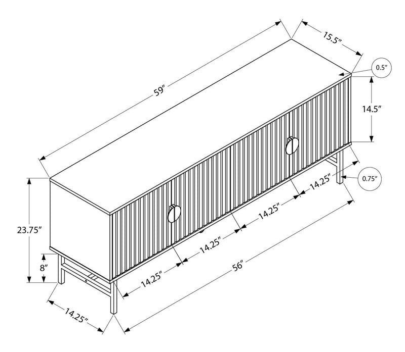 Meuble pour téléviseur moderne Jase de 59 po avec rangement et système de gestion des câbles pour téléviseurs jusqu’à 65 po - noir