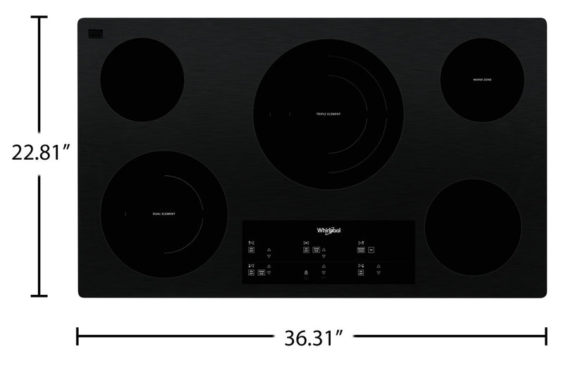 Surface de cuisson électrique Whirlpool de 36 po à 5 éléments - noire - WCE97US6KB