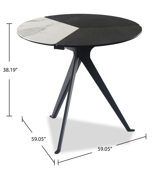 Table de bout ronde moderne Titan de 25 po - blanche, grise et noire 