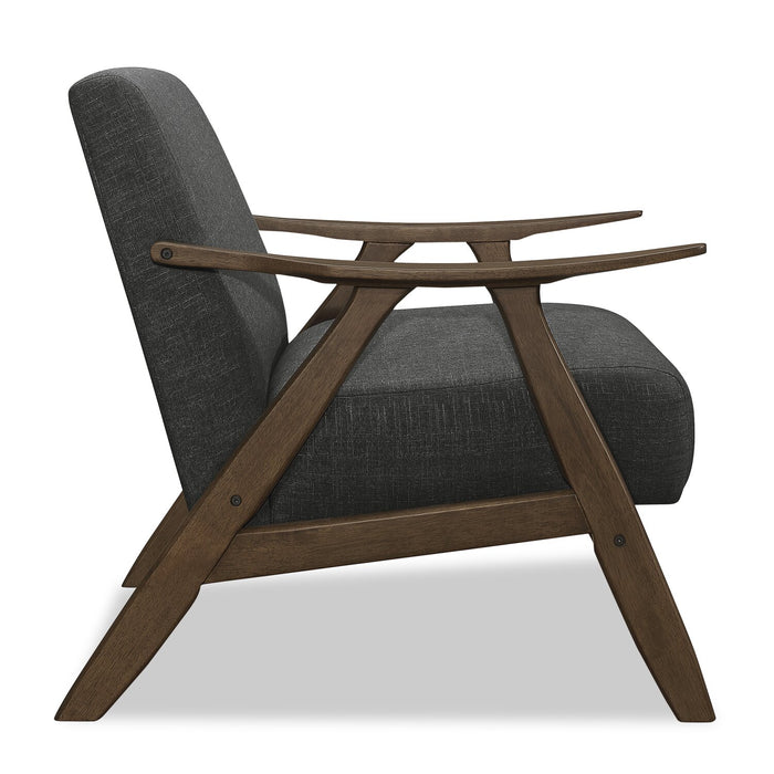 Fauteuil d’appoint Kyra de 28,5 po en tissu d’apparence lin avec accoudoirs courbés et armature en bois - gris