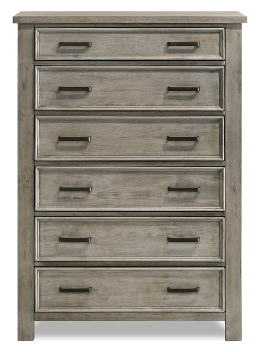 Commode verticale Levi de 39 po (L) x 56 po (H) à 6 tiroirs en bois pour la chambre à coucher - gris bois de grève