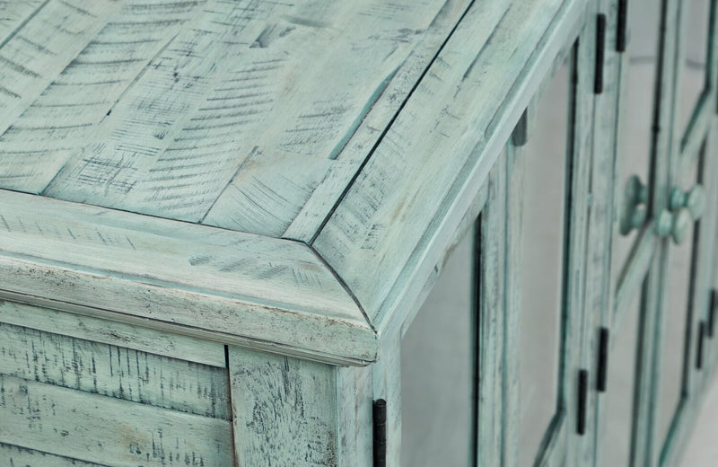 Grande armoire décorative Rocco de 70 po avec 6 portes - bleu antique