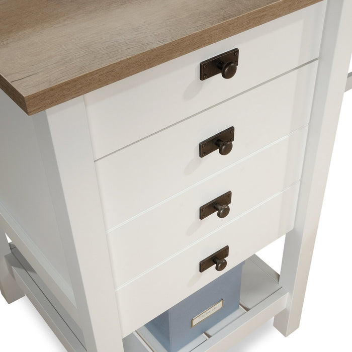Bureau en forme de L Joana de 65,12 po - blanc doux 