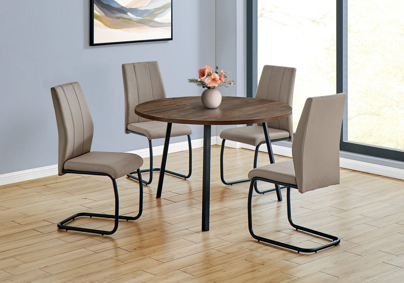 Chaise de salle à manger Heath en tissu de cuir végétalien et en métal - taupe