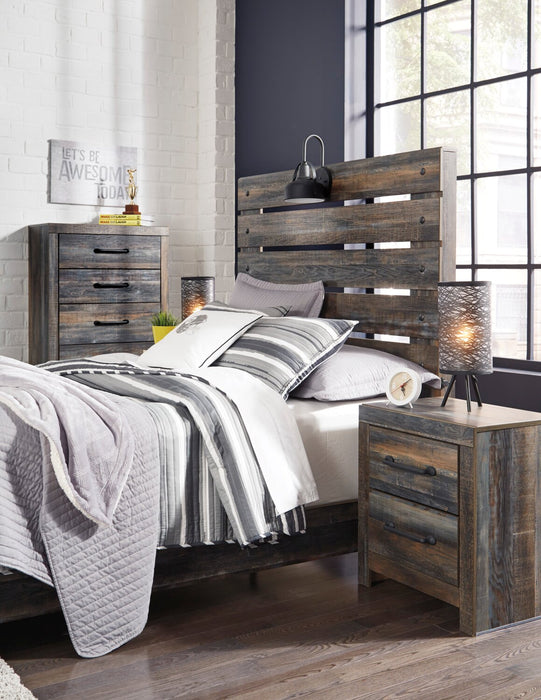 Tête de lit à panneau Abby avec éclairage à DEL et ports USB, brune - format lit double