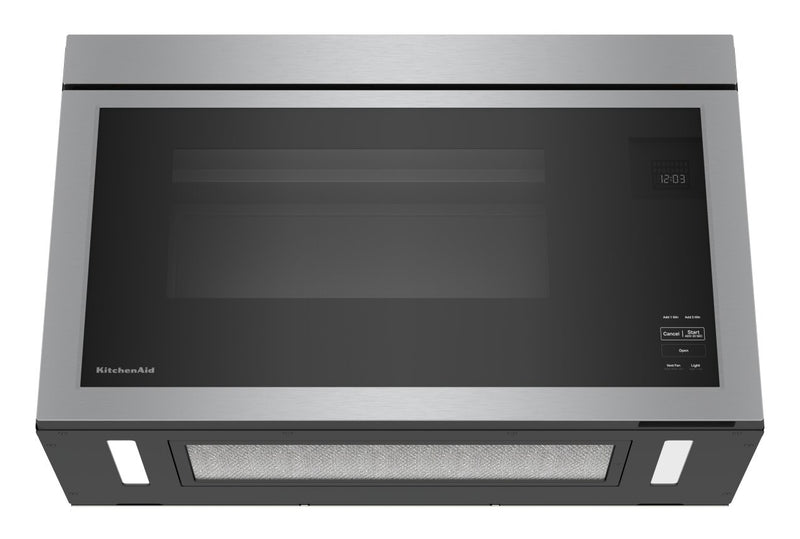 Four à micro-ondes à hotte intégrée KitchenAid de 1,1 pi³ à installation affleurée avec cuisson à 900 W - acier inoxydable avec fini PrintShieldMC - YKMMF330PPS
