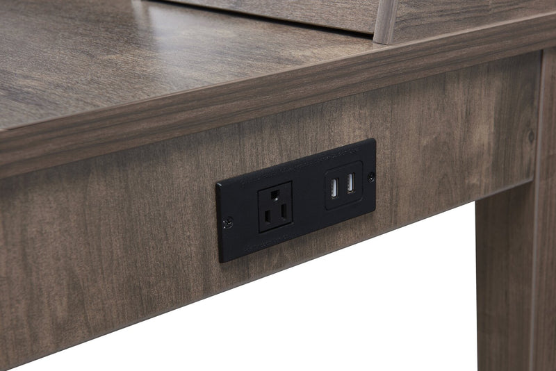 Bureau réversible Jude de 55 po à 3 tiroirs avec armoire - noisette 